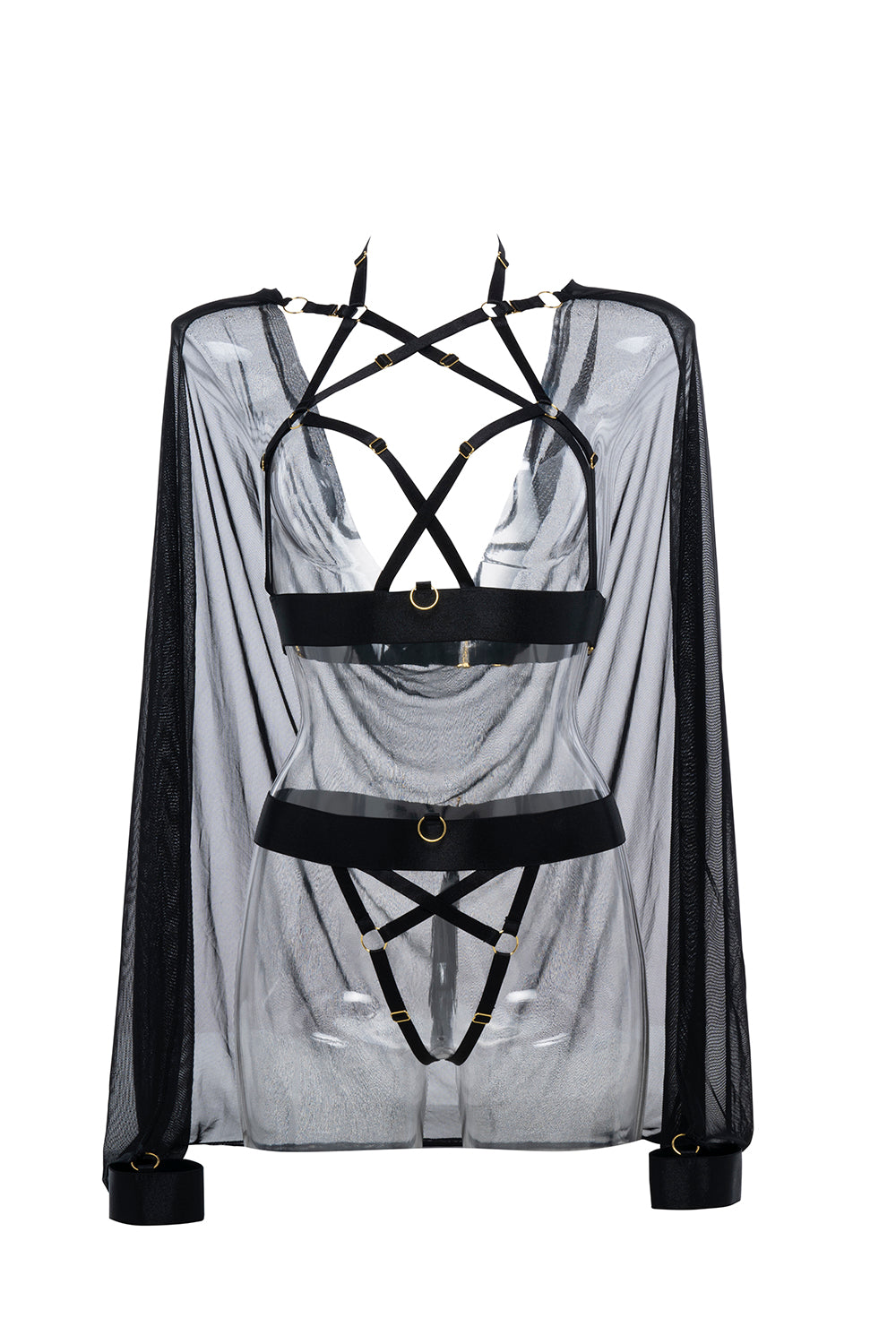 Sweet Little Lies Harness Top with Cape and Matching Strappy Panty