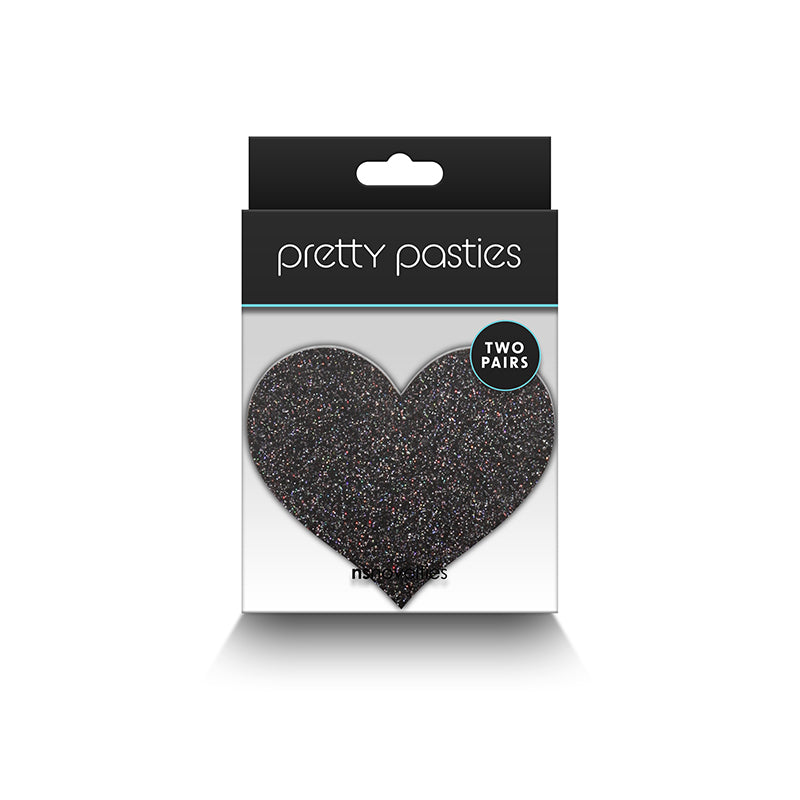 Black & Gold Glitter Heart Pretty Pasties set of two