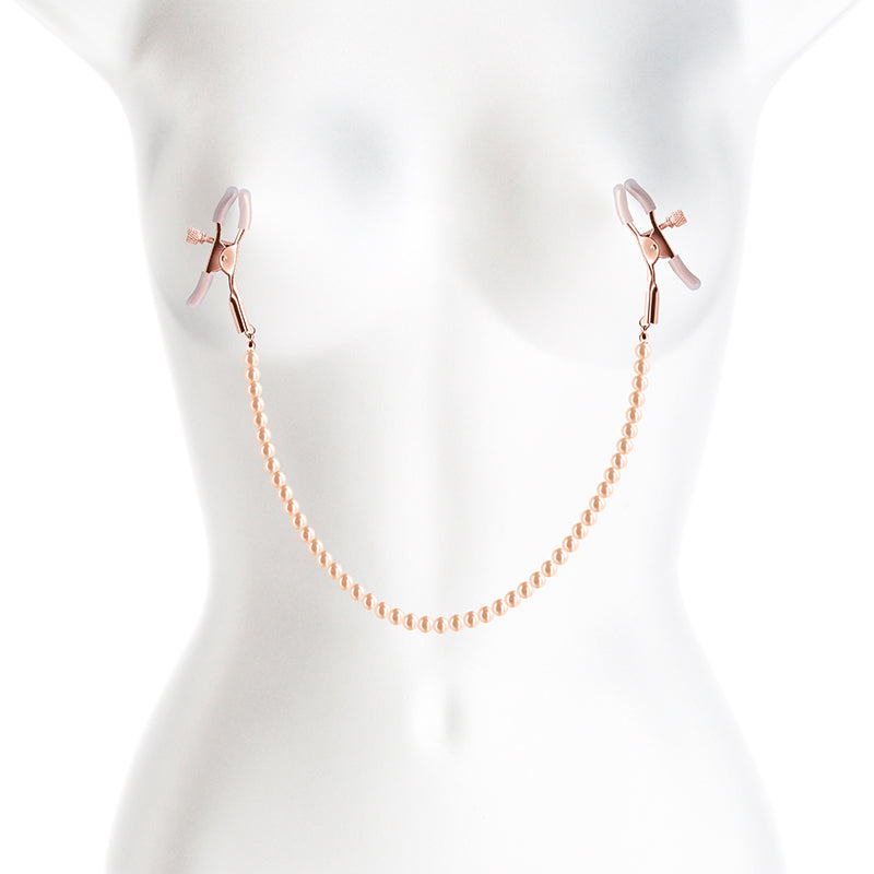 Boundless by NS Novelties Rose Gold Nipple Clamps with Faux Pearl Strand Buy in Toronto online or in-store