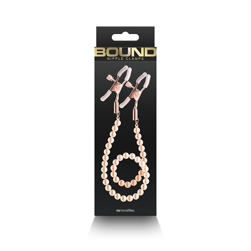 Boundless by NS Novelties Rose Gold Nipple Clamps with Faux Pearl Strand Buy in Toronto online or in-store