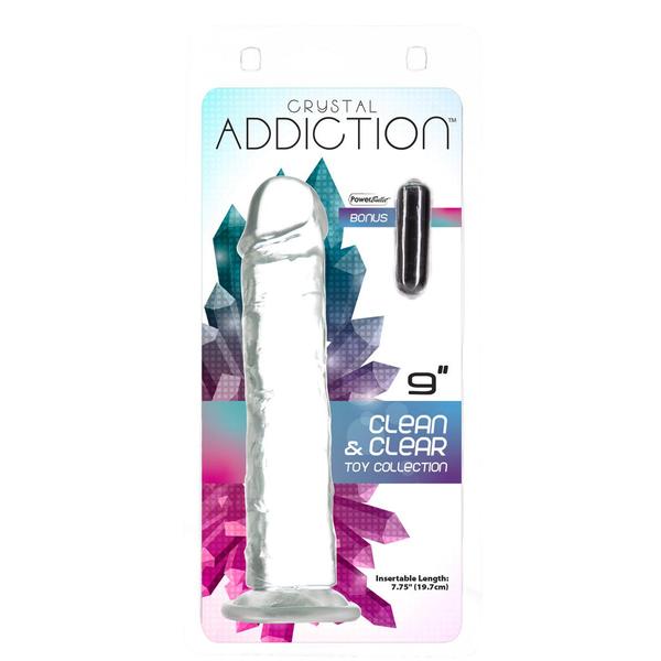 Addiction 9" Clear Dong (Free Bullet Vibrator Included!)