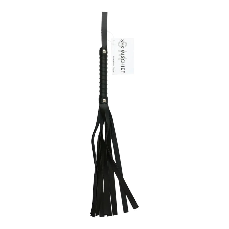 Sex & Mischief Black Faux Leather Flogger Impact Toy