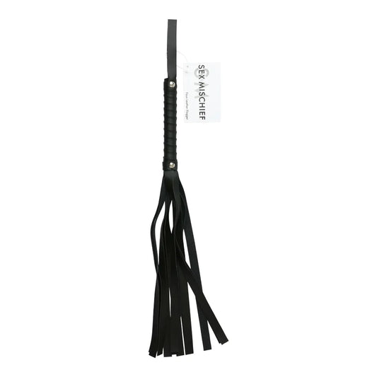 Sex & Mischief Black Faux Leather Flogger Impact Toy