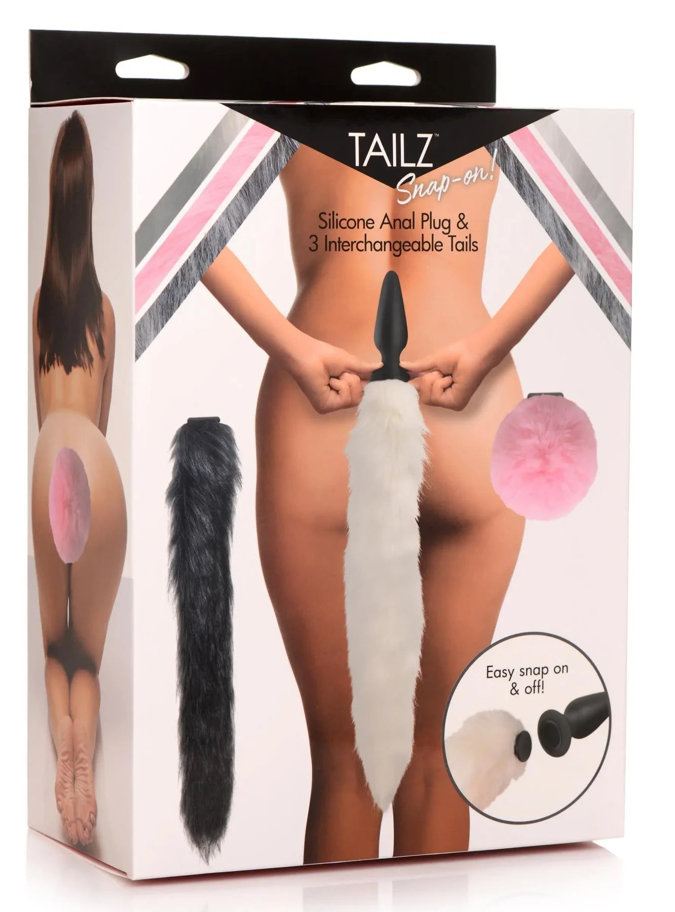 SALE! Tailz Snap-on Silicone Anal Plug and 3 Interchangeable Tails