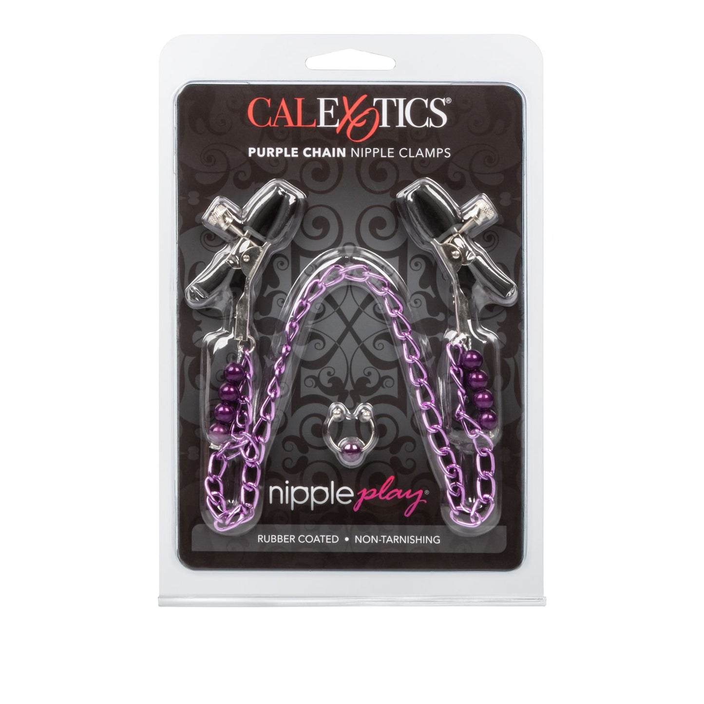 Purple Chain Nipple Clamps with Navel Ring