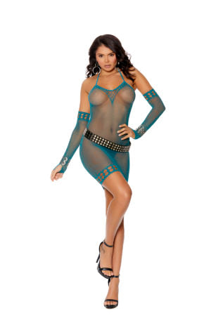 Elegant Moments Crochet mini dress with matching gloves 12063 Buy in Toronto online or in-store