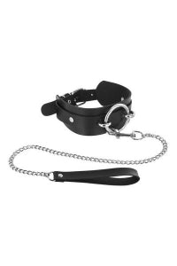 Faux Leather Collar & Chain Leash