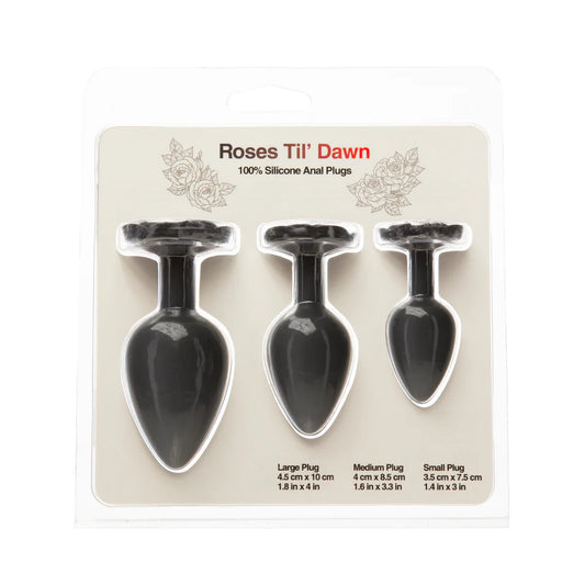 Roses Til' Dawn 3 Piece Silicone Anal Plug Set