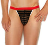 Men's Striped Mesh G-string with Red Waistband