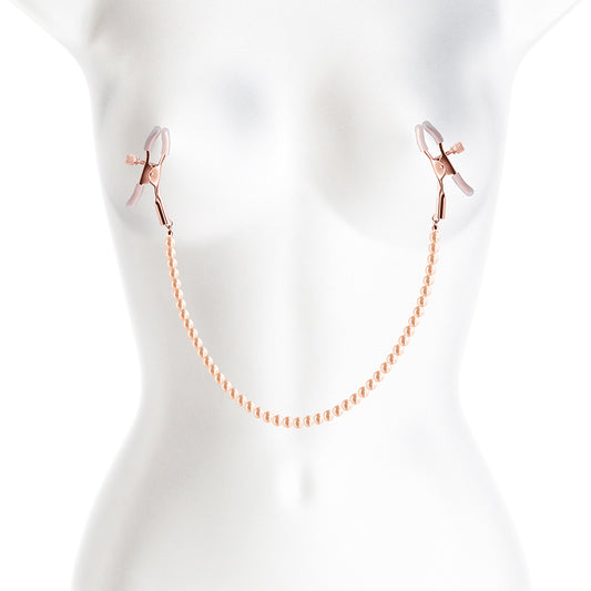 Boundless by NS Novelties Rose Gold Nipple Clamps with Faux Pearl Strand Buy in Toronto online or in-store