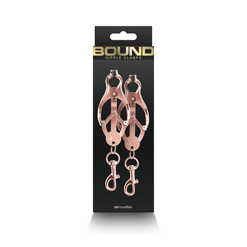 Bound by NS Novelties Butterfly Style Rose Gold Nipple Clamps. Buy in Toronto online or in-store