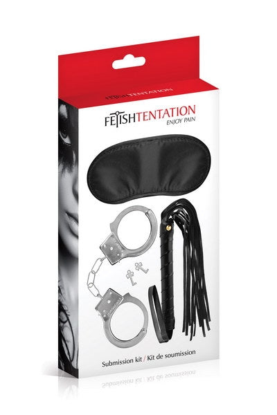 Submission Kit with Cuffs, Flogger and Eye Mask