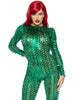 Green Metallic Cut-out Catsuit