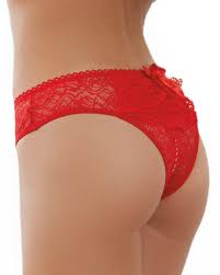 Crotchless Red Frilly Panty