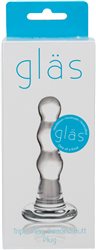 Triple Play Beaded Butt Plug - Clear Glass