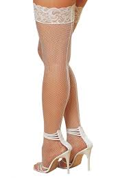 Queen Stay Up Fishnet Stocking with Back Seam
