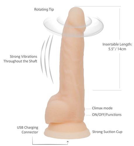 Naked Addiction Rotating and Vibrating Dong with Remote Control